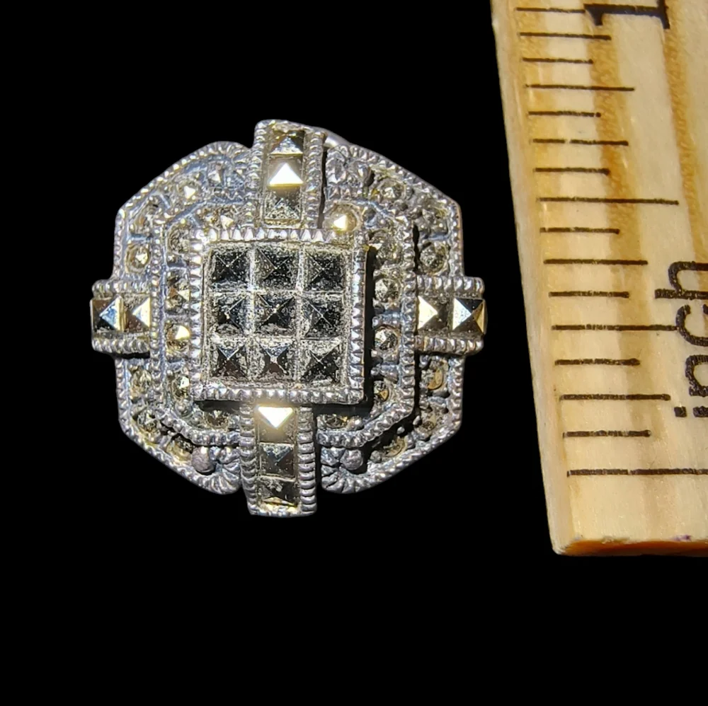 Judith Jack Signed Vintage Art Deco Marcasite & Sterling Silver Earrings